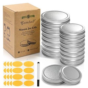 lot 4453 image: GUMBALL Mason Jar Lids 16 Pack, 8 Wide Mouth & 8 Regular Mouth Mason Jar Lids, Food-Grade Storage Caps for Mason Jars, Leak Free and Air Tight and Fits Ball, Kerr & More (Silver