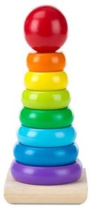 lot 4457 image: Rainbow Stacker Wooden Ring Educational Toy 5.5 inches
