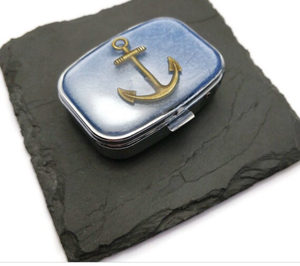 lot 4513 image: Anchor Pill Box, Nautical Pill Case, Sailor Mint Box, pink varies from stock photo