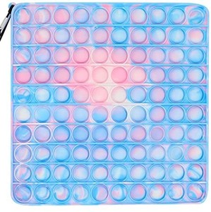 lot 4544 image: Big Size Push Pop Bubble Fidget Sensory Toy for Kids Adults Silicone Squeeze Sensory Toy Silicone Toy 100 Bubbles Square (PinkLight BlueWhite(color varies from stock photo