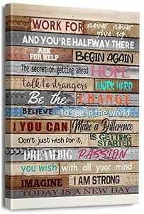 lot 4545 image: Inspirational words wall hanging art canvas two pack large one has an error