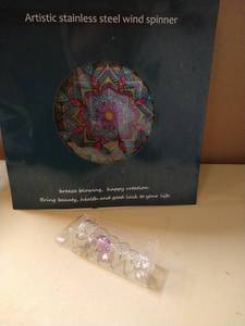 lot 4573 image: 3D Mandala Wind Spinner Decorations Made by Stainless Steel �� Laser Cut Metal Mandalas Art, Starburst Hanging D�cor �� IndoorOutdoor Decor bonus crystal look hanger