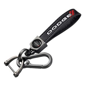lot 4576 image: Tinemin Genuine Leather Key Chain Suit for Dodge Challenger Dakota Charger Ram 1501 Durango Caravan Keychain Keyring Family Present,Accessories(Black