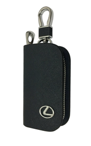 lot 4579 image: Mesh Black Leather Car Key Wallet Zipper Case Keychain Coin Holder Metal Hook Bag Collection for Acura Car Vehicle Auto Lover Lexus