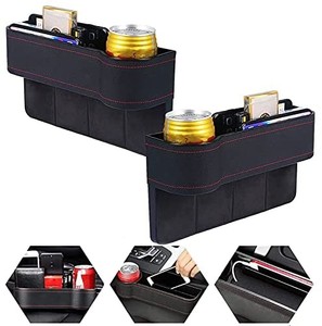 lot 4606 image: 2Pcs Car Seat Gap Filler with Cup Holder & Clapboard Design Microfiber Leather Car Seat Filler High Capacity Easy to Install Car Seat Gap Organizer for Cellphones Keys Cards Wallets Sunglasses design varies