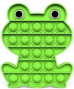 lot 4654 image: Frog Push Pop Fidget Toy Push Pop Bubble Sensory Toy Silicone Stress Relief for Kids Family Games (Frog-Green