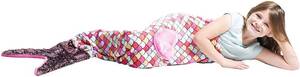 lot 4663 image: High Desert Gear Mermaid Tail Blanket Snuggle Sacks Pink Purple Sequins NEW Heart Pocket