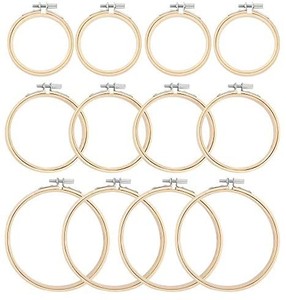 lot 4665 image: 12 Pieces of each 3 Size Bamboo Embroidery Hoops, 4in 5in 6in Cross Stitch Hoop for DIY Art Craft Handy Sewing