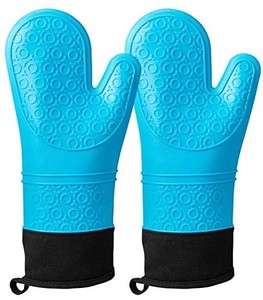 lot 4704 image: Silicone Oven Mitts 2 Pack Heat Resistant Pot Holders, Non-Slip Textured Flexible Oven Mitt with Soft Inner Lining, Extra Long Food Safe Oven Gloves 1 Pair - for Kitchen Baking Barbecue