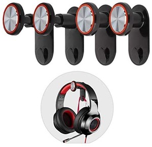 lot 4714 image: Extensible Headphone Stand Holder, Universal Gaming Headset Hanger with Cable Clip, Multifunctional Earphone Holder Hook with Cable Organizer(Holder Only) (4 Pack