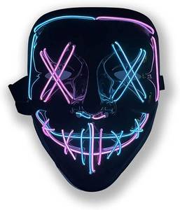 lot 7485 image: Halloween Purge Mask Light Up Scary Mask EL Wire LED Mask for Festival Party Gifts