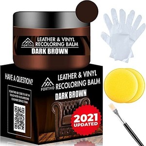 lot 7491 image: Dark Brown Leather Recoloring Balm - Leather Repair Kits for Couches - Leather Restorer for Couches Brown Car Seat, Boots - Cream Leather Repair for Upholstery - Refurbishing Dark Brown Leather Dye