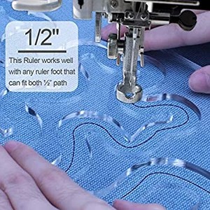 lot 7511 image: Using Quilting Templates Sewing Machine Domestic Free Motion Quilting Templates Rulers Transparent for A Simple Meander and A Great Secondary Quilting Design