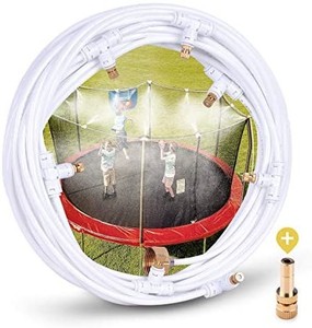 lot 7530 image: Misting Cooling System 40FT Misting Line Brass Mist Nozzles  a Metal Adapter(34��) Outdoor Trampoline Sprinkler Mister Patio Garden Greenhouse for Waterpark