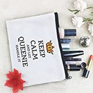 lot 7543 image: Funny Birthday Gifts for Women Canvas Makeup Bag with Zipper Makeup Travel Bag Retirement Birthday Gifts for Friends Nurse Boss Teacher this design is Friendship great for gift
