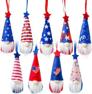 lot 7557 image: Set of 9 Patriotic Gnome- 4th of July Swedish Tomte Hanging Ornaments Handmade Veterans Day Scandinavian Elf Plush Doll for Independent Day House Decor bonis this is a set of 10 styles may very great for Christmas tree too