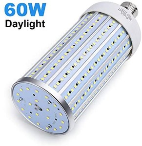 lot 7592 image: 60 Watt LED Corn Light Bulb(500W Equivalent),5500 Lumen 6500K,Cool Daylight White LED Street and Area Light,E26E27 Medium Base,for Outdoor Indoor Garage Factory Warehouse High Bay Barn and More