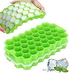 lot 7608 image: Ice Cube Trays, TeaRoo 2 Pack Silicone Ice Cube Molds with Lids, Easy-Release and Flexible 74-Ice Trays BPA Free, for Whiskey Cocktail, Stackable and Safe Ice Cube Molds great for water bottles