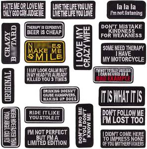 lot 4726 image: U-Sky Iron on Patches Pack 20pcs Assorted Iron on Word Patches for Motorcycle Biker Vest Different Slogan Letter Patch for Backpacks Sew on Appliques for Jeans Jackets Book Bag Clothing design varies please see last picture