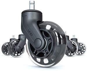lot 4750 image: Rollerblade Office Chair Wheels (Set of 5) - Traditional Caster Wheels Replacement Set - Perfect Substitute for Office Chair Mat for Hardwood Floor - Rolls Smoothly & Quietly