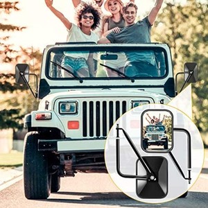 lot 4754 image: Mirrors Square Adventure Side View Mirrors for Jeep Wrangler CJ YJ TJ JK JL & Unlimited,Textured Black, 2 Pack
