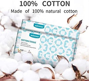 lot 7668 image: Winner Soft Dry Wipe, Made of Cotton Only, 400 Count Unscented Cotton Tissues for Sensitive Skin 400 tissues total  mid size
