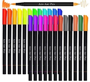 lot 7669 image: Coloring Markers, Dual Tip Brush Pens, 24 Brush and Fine Tip Art Marker for Journal, Card Making, Coloring Books, Planner and Beginner Calligraphy