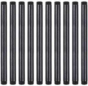 lot 7692 image: Niubid 10 Pack 12 Inches x 10 Inches Black Malleable Steel Nipples Fitting, DIY Steampunk Industrial Vintage Style