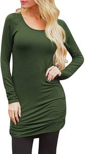 lot 7711 image: Womens Casual 34 Sleeve Slim Ruched Tunic Tshirt Dress to Wear with Leggings