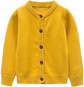 lot 7714 image: GLEAMING GRAIN Toddler Knit Cardigan Sweaters Baby Boys Girls 100% Cotton Solid Color Basic Sweater  Size unknown looks like a girls small