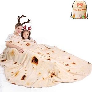 lot 7724 image: Burritos Tortilla Blanket 2.0 Double Sided 60 inches for Adult and Kids, Giant Funny Realistic Food Throw Blanket, 285 GSM Novelty Soft Flannel Taco Blanket (Yellow Blanket-Double Sided