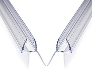 lot 7754 image: 2-Pack - Aulett Home Frameless Shower Door Bottom Seal with Drip Rail - 38 x 27.5 Sweep - Glass Door Seal Strip to Stop Shower Leaks