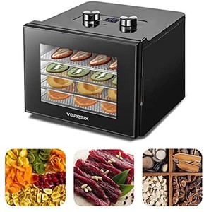 lot 7781 image: Food Dehydrator Machine - Digital Adjustable Timer and Temperature Control Dryer Dehydrators for Food and Jerky, Herbs, Meat, Fruit, Veggies, with 4 Stainless Steel Trays and 2 Anti-stick Mat