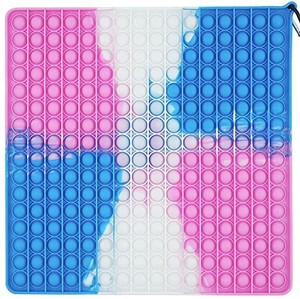 lot 7791 image: Bubbles Big Pop Fidget Toy Game, Silicone Big Size Push Pop Sensory Toy Tie-dye, Square Anxiety Squeeze Stress Reliever Toys for Kids and Adults (Pink