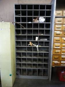 lot 1025 image: Open Face Metal Cabinet w Contents