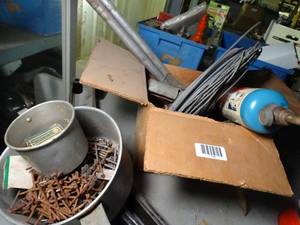 lot 1104 image: Wire Nails Camp Cook Pans Misc