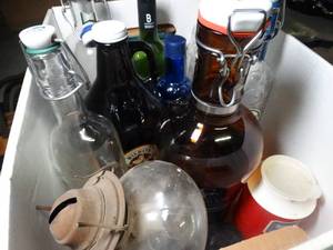lot 1145 image: Oil Lamp and Old Bottles