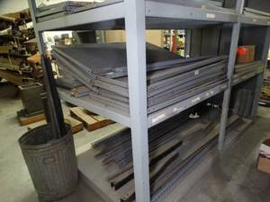 lot 1174 image: Large Rack Full of Metal Shelving Parts Use or Scrap