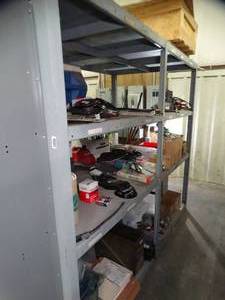 lot 1176 image: Large Hefty Metal Shelf Unit - Roughly 9Ft x 5ft x 7ft - Must be Picked up on Last Day of Pick up Only