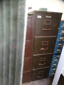 lot 1345 image: Thick Walled and Heavy  Fire Resistant Metal File Cabinet