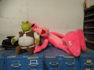 lot 1351 image: Large Shrek and Larger Pink Panther