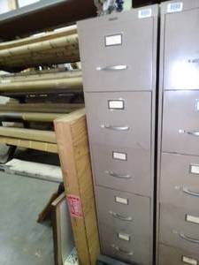 lot 1200 image: Metal File Cabinet and Narrow Wood Box