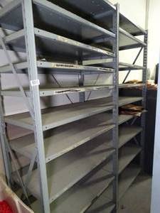 lot 1216 image: 6Ft wide x 7Ft Tall  x18inches Deep  Nice Sturdy Metal Shelving