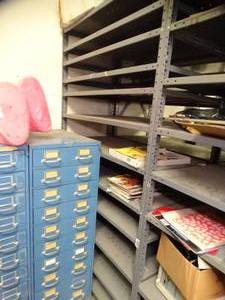 lot 1430 image: 4ft x 7ft x 2Ft Metal Shelves  Bring Tools - Bolted Together - Can Only Pick up Last Day of Load Out