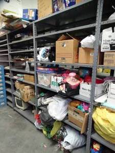 lot 1434 image: 4ft x 7ft x 2Ft Metal Shelves  Contents NOT Included  Bring Tools - Bolted Together   Can Only Pick up Last Day of Load Out