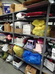 lot 1437 image: 4ft x 7ft x 2Ft Metal Shelves  Contents NOT Included  Bring Tools - Bolted Together   Can Only Pick up Last Day of Load Out