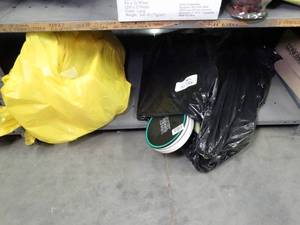 lot 1438 image: Rock Band Drums and Fender Toys and Basket