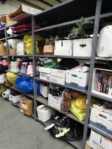 lot 1442 image: 4ft x 7ft x 2Ft Metal Shelves  Contents NOT Included  Bring Tools - Bolted Together   Can Only Pick up Last Day of Load Out