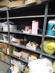 lot 1444 image: 4ft x 7ft x 2Ft Metal Shelves  Contents NOT Included  Bring Tools - Bolted Together   Can Only Pick up Last Day of Load Out
