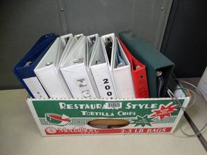 lot 1480 image: Three ring binders and office supplies.